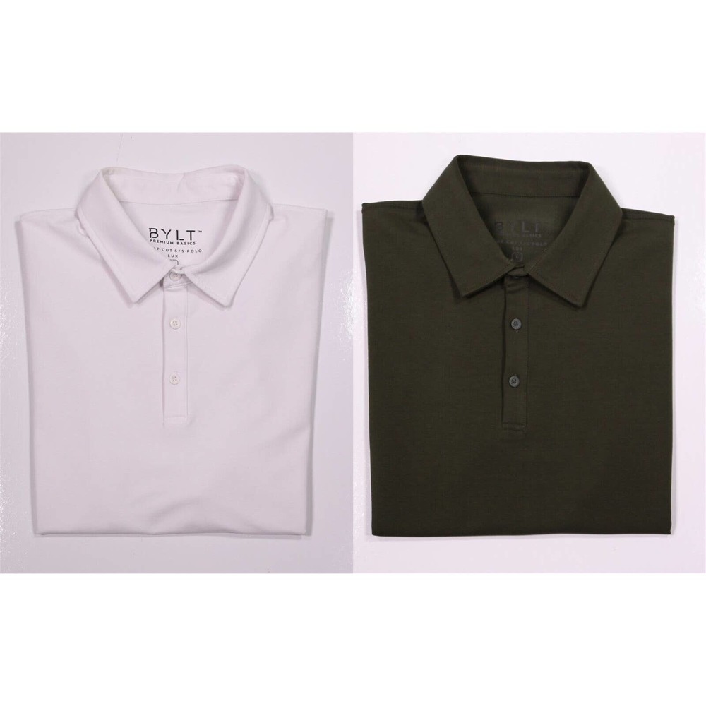 BYLT Lot of 2 Drop Cut SS Polo Lux Performance Golf Polo Shirts Men's Large